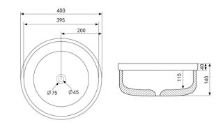 Раковина ABBER Bequem AC2103MG 40см серый матовый